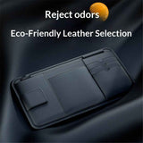 Car Visor Organizer, Premium Leather Sunglasses & Card Holder for Cars, Registration/Insurance Slot, Credit Card Pockets, Automotive Interior Organizer for Car Sun Visor (Black Leather)