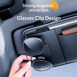 Car Visor Organizer, Premium Leather Sunglasses & Card Holder for Cars, Registration/Insurance Slot, Credit Card Pockets, Automotive Interior Organizer for Car Sun Visor (Black Leather)