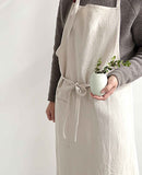 Kitchen Apron for Women & Men  Linen Cooking Aprons with pocket Cotton Long Apron X Back Kitchen Garden Florist Work Clothes Bib Dress