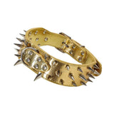Spiked Leather Dog Collar Bullet Rivets Studded 2 Inch Width Stylish Leather Dog Collars for Medium & Large Dogs Pitbull(Gold ,XL)
