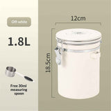 Coffee Canister Airtight Coffee Container Stainless Steel Coffee Bean Storage Container with Scoop Coffee Canister for Beans Grounds Sugar Flour Tea Cereal,1.8L ,Beige