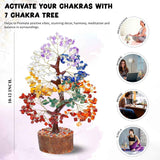 7 Chakra tree of life Crystal Healing Money Tree for Home Living Decor, Office Desk Decor | Handmade Feng Shui Bonsai for Positive Energy, Wealth & Good Luck | Birthday Gifts for Men, Women, Mom