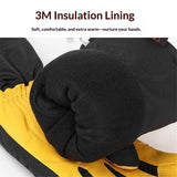 Waterproof and Windproof Genuine Deerskin Leather Ski Gloves with  3M Thinsulate Insulation (Yellow  Waterproof)
