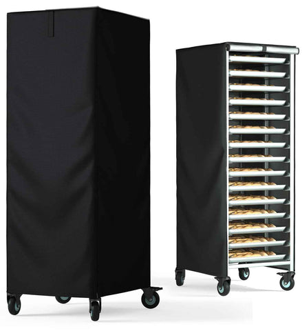 Bread Rack Cover, Pan Rack Cover, Bread rack dust cover with zipper, high density waterproof oxford cloth material (black 420D,59*72*163cm )