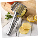 Tomato Lemon Slicer Holder Round Fruits Onion Shreader Cutter Guide Tongs with Handle Kitchen Cutting Potato Lime Food Stand Aluminum alloy