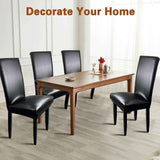 Chair Covers for Dining Chairs Set of 4, Super Stretch Waterproof Kitchen Chair Covers Thickened Washable Dining Chair Slipcovers Black Chair Seat Covers for Dining/Kitchen/Banquet