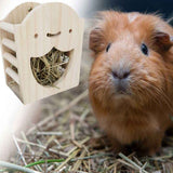 Rabbit Hay Feeder Rack Wood Grass Holder Less Wasted Hay Box Food Feeding Manger Hanging Hay Dispenser for Bunny Chinchilla Guinea Pigs Small Animals（Smiling Grass Frame）