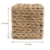 Water hyacinth grass Tissue Box Cover, Rustic Decorative Wicker Water Hyacinth Tissue Box Cover Square for Desk Home spa Office (14.5*14.5*15cm)