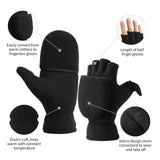 Half finger flip gloves Thermal Winter Gloves: Windproof 2 in 1 Convertible Mittens for Men & Women (Black S)