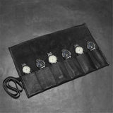 Leather Travel Watch Roll-Watch Case Display Organizer and Storage for 6 watches, Gift Accessory for watch lovers (Black,Excluding watches)