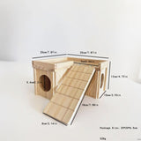 Wooden Hamster Hideout Hamster Wood House with Ladder Hides Platform Decor Detachable Small Animals Cage Accessories for Rat Gerbils and Other Small Pets