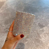 crystal Pencil Pen Pot Holder Box Bling Rhinestone Pen organizer Holder Cosmetic Pen Container Luxury diamond studded multi-purpose storage small round bucket