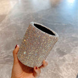 crystal Pencil Pen Pot Holder Box Bling Rhinestone Pen organizer Holder Cosmetic Pen Container Luxury diamond studded multi-purpose storage small round bucket
