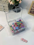 Canister for Make Up Pads, Floss Picks, Vanity Storage,Bath Salts, Cosmetics, Home Bathroom Decor （Transparent 3-grid）