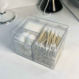 Canister for Make Up Pads, Floss Picks, Vanity Storage,Bath Salts, Cosmetics, Home Bathroom Decor （Transparent 3-grid）