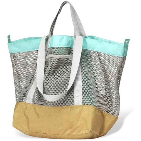 Large Mesh Beach Bag, Vacation, Pool, Shopping, & Travel Tote - Foldable w/Storage Pockets for Women, Men & Families（yellow）