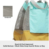 Large Mesh Beach Bag, Vacation, Pool, Shopping, & Travel Tote - Foldable w/Storage Pockets for Women, Men & Families（yellow）
