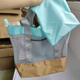 Large Mesh Beach Bag, Vacation, Pool, Shopping, & Travel Tote - Foldable w/Storage Pockets for Women, Men & Families（yellow）