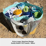Large Mesh Beach Bag, Vacation, Pool, Shopping, & Travel Tote - Foldable w/Storage Pockets for Women, Men & Families（yellow）