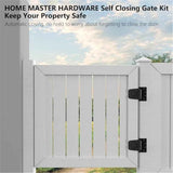 Self-Closing Spring Gate Hinge Heavy Duty Automatic T Hinges Steel Black Finish with Screws 2-Pack for Wood Fence Gate Vinyl Shed Door