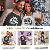 2pcs Apron Set - Wedding Engagement Gifts for Couples, Funny Kitchen Gifts for Couples, Husband, Wife, Boyfriend, Girlfriend, Him Her, Bridal Shower Gifts, Unique Valentine's Day gifts ideas