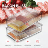 Bacon Container For Refrigerator (2 Pack) Fridge Storage Organizer | Cheese & Deli Storage Container | Bacon Keeper | Cold Cuts Meat Saver | Cheese Holder, BPA Free