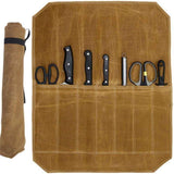 Chef’s Knife Roll Bag,Waxed Canvas Knife Cultery Carrier, Portable Chef Knife Cases,Knife Pouch Holders Pockets Can Hold Home Kitchen Knife Tools