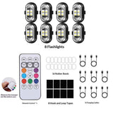 8PCS Wireless LED Lights for Car with Remote Control, Halloween Wireless LED Strobe Lights 7 Colors USB Anti-Collision Warning Light for Car Interior Truck Drone Aircraft Bike
