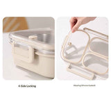 Stainless Steel Lunch Box, 3 Compartments Metal Bento Box for Kids Adults, Leak-Proof Lunch Box for School Office, Dishwasher Safe, BPA-Free