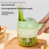 Multi-Functional Portable Electric Vegetable Cutter Set, Wireless Vegetable Processor for Garlic, Peppers, Onions, Celery, Ginger, Meat