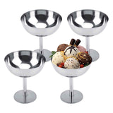 Ice Cream Cup, 4Pcs Stainless Steel Serving Dessert Bowls Cups Sauce Bowls Mini Round Footed Yogurt Snack Candy Cups for Salad Fruit Pudding Christmas Party