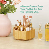 walowalo Bamboo Rotating Art Supply Organizer Holds  Pencils Spinning Crayon Marker Organzier Holder Christmas Gift Desk Brush Storage for Office Classroom Organization Stationary