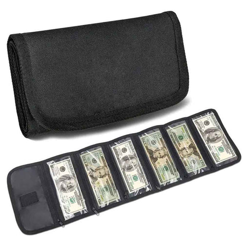 Money Organizer for Cash with 6 Zippered Pocket Multipack Money Pouch, Cash Bill Organizer, Money Bag Small Travel Money Holder for Budgeting, Receipt and Tips