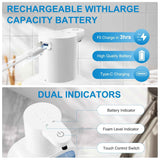 Automatic Foaming Soap Dispenser with 500ml/17oz Capacity, Touchless Soap Dispenser with 4 Level Adjustable, Rechargeable, Wall-Mounted, Waterproof for Kitchen, Bathroom, Hotel, Restaurant（Excluding liquids）