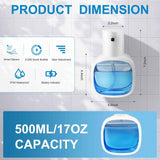 Automatic Foaming Soap Dispenser with 500ml/17oz Capacity, Touchless Soap Dispenser with 4 Level Adjustable, Rechargeable, Wall-Mounted, Waterproof for Kitchen, Bathroom, Hotel, Restaurant（Excluding liquids）