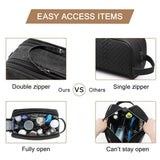 Toiletry Bag for Men, Canvas Travel Toiletry Organizer Dopp Kit Water-resistant Shaving Bag for Toiletries Accessories,black-Medium