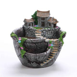 Fairy Garden Planter Plants Pot Tiny Creative Flowers Succulent Plants Fairy House Pot Holders Hanging Garden Design with Sweet House (Sliver)