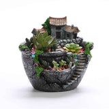 Fairy Garden Planter Plants Pot Tiny Creative Flowers Succulent Plants Fairy House Pot Holders Hanging Garden Design with Sweet House (Sliver)