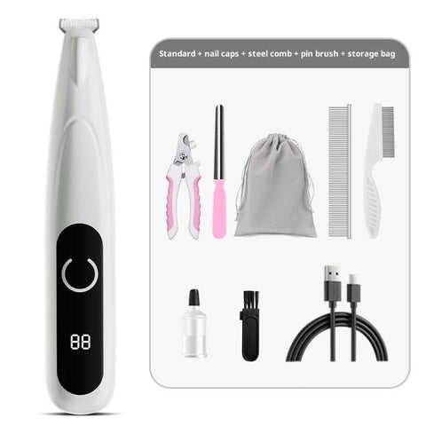 Darrahopens Pet Care > Dog Supplies > Dog Grooming Supplies Upgrade Pet Micro Precision Trimmer, Multifunctional Pet Hair Clippers for Grooming with LED Light, Low Noise Waterproof Rechargeable Pet Paw Trimmer (White Wide)