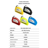 Motorcycle Alarm Disc Brake Lock, Motorcycle Locks Anti Theft Security Wheel Disc Lock Waterproof 110dB Alarm SoundReminder （Light yellow+locking rope）