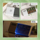 Portable Pill Organizer with Sound Flashing Light and Vibration Alarm, Weekly Pill Dispenser, Countdown Timer, Pill Box Large Capacity Medicine Organizer