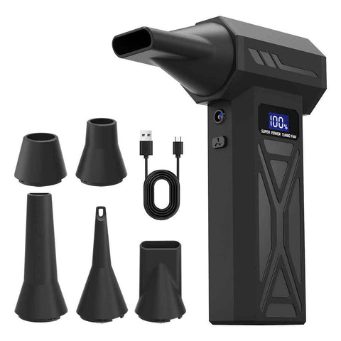 Cordless Paint Pouring Blower with 5 Nozzles Electric Air Duster, Four-Speed Adjustable Speed 110000RPM Compressed Air Duster with LED Light,