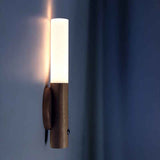 Wooden Motion Sensor Night Lights Magnet Body Sensor Hallway Night Lights Rechargeable Led Light Portable Stairway Wall Sconce Battery Powered Cabinet Lights (walnut wood
)