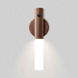 Wooden Motion Sensor Night Lights Magnet Body Sensor Hallway Night Lights Rechargeable Led Light Portable Stairway Wall Sconce Battery Powered Cabinet Lights (walnut wood
)
