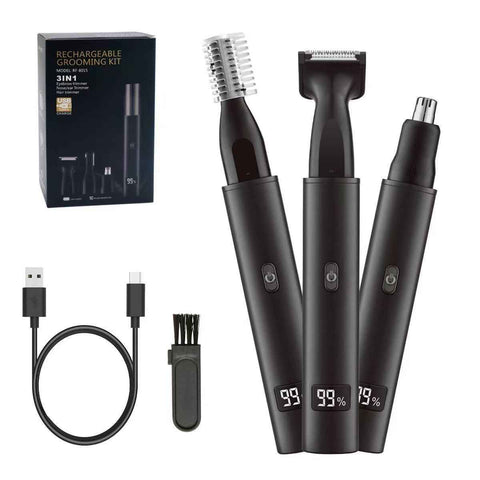 Nose and Ear Hair Trimmer for Men - Rechargeable Eyebrow Face Shaver - Nasal Hair Clippers 3 in 1 Painless Eye Brow Facial Hair Beard Razor for Sideburns Dual-edge