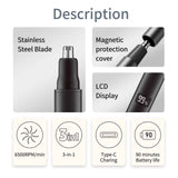 Nose and Ear Hair Trimmer for Men - Rechargeable Eyebrow Face Shaver - Nasal Hair Clippers 3 in 1 Painless Eye Brow Facial Hair Beard Razor for Sideburns Dual-edge