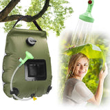 Solar Portable Shower Bag, 5 Gal/20L Solar Heating Camping Shower Bag with Removable Hose&On-Off Switchable Shower Head, Compact Camping Shower  green