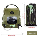 Solar Portable Shower Bag, 5 Gal/20L Solar Heating Camping Shower Bag with Removable Hose&On-Off Switchable Shower Head, Compact Camping Shower  green