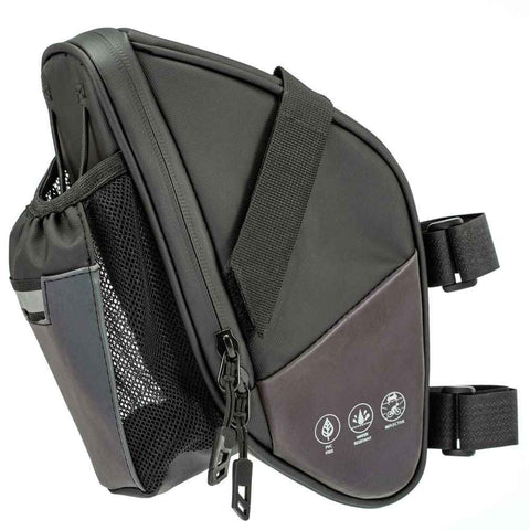 Bike Seat Bag, Bicycle Saddle Bag Under Seat Cycling Seat Pack with Water Bottle Holder for Mountain Road Bikes Black