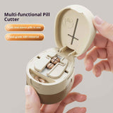 Adjustable Pill Cutter Splitter for Small Tiny Large Pills - Cuts Multiple Pills at a Time,1/2 & 1/4 Cuts,Accurate Alignment & Easy Cutting,Hidden Sharp Blade, Bottom Storage
